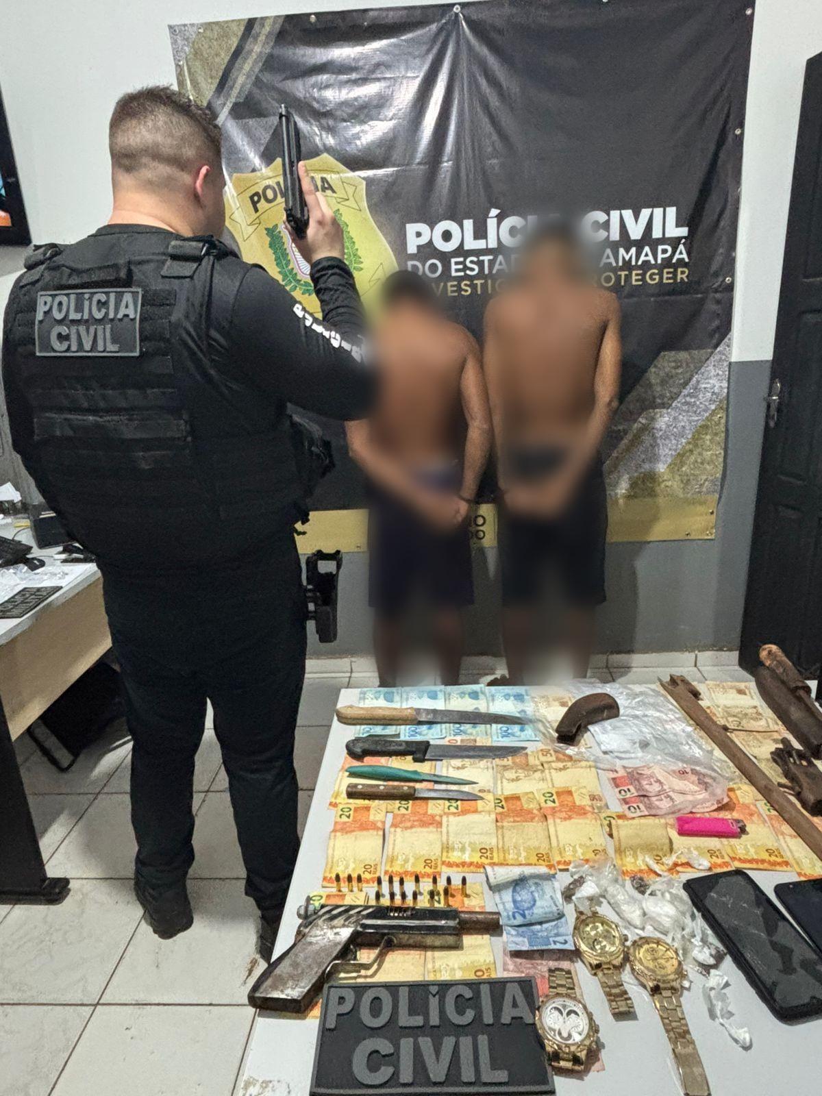 Dois homens são presos em flagrante por tráfico de drogas e porte ilegal de arma em Pedra Branca do Amapari