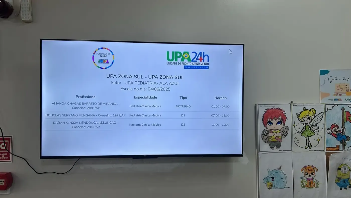Transparência em Tempo Real: Hospitais do Amapá passam a exibir escalas médicas em telões