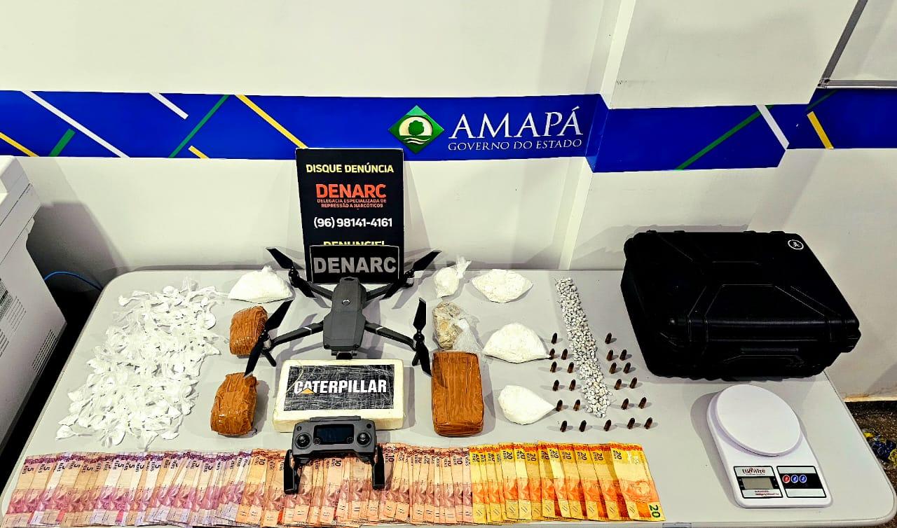 Polícia Cívil flagra mulher com drogas e drone usado para 